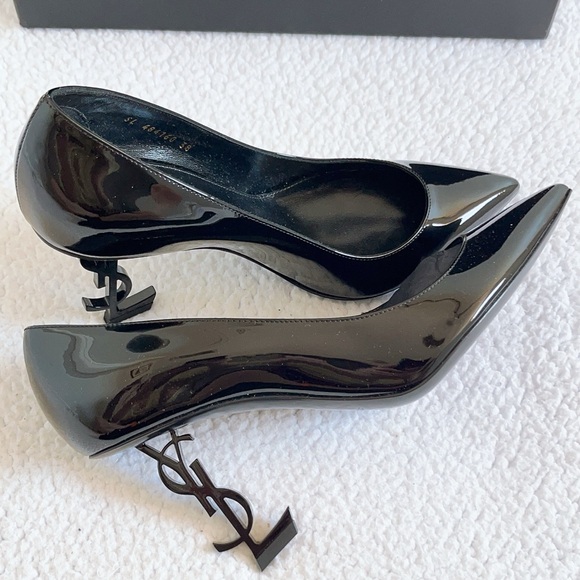 Saint Laurent Black Heels with Logo Heel - Picture 2 of 14